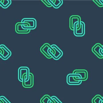 Line Chain link icon isolated seamless pattern on blue background. Link single Stockillustratie