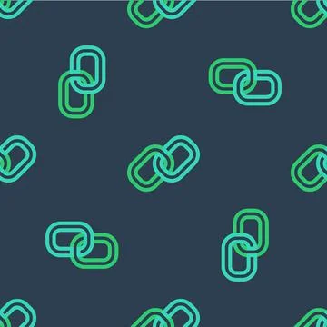 Line Chain link icon isolated seamless pattern on blue background. Link single Stockillustratie