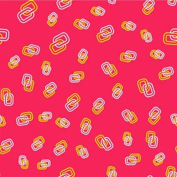 Line Chain link icon isolated seamless pattern on red background. Link single イラスト素材