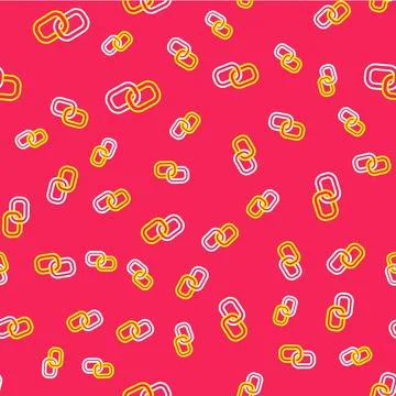 Line Chain link icon isolated seamless pattern on red background. Link single Illustrazione stock