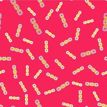 Line Chain link icon isolated seamless pattern on red background. Link single Illustrazione stock