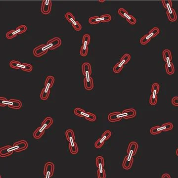 Line Chain link icon isolated seamless pattern on black background. Link single イラスト素材