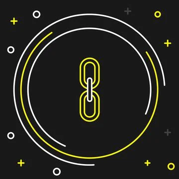 Line Chain link icon isolated on black background. Link single. Hyperlink cha Stock Illustration