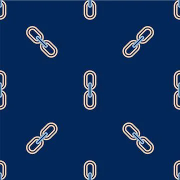 Line Chain link icon isolated seamless pattern on blue background. Link singl Illustrazione stock