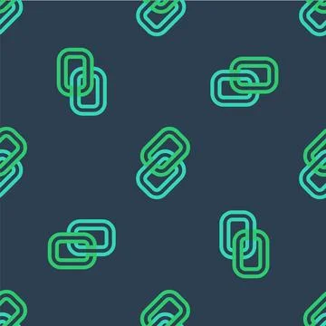 Line Chain link icon isolated seamless pattern on blue background. Link single イラスト素材