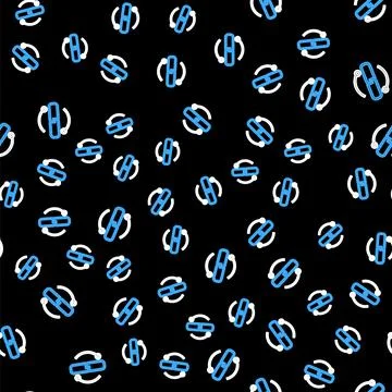 Line Chain link line icon isolated seamless pattern on black background. Link イラスト素材