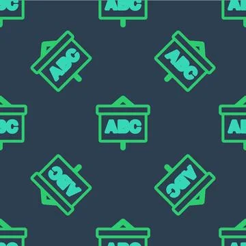 Line Chalkboard icon isolated seamless pattern on blue background. School B.. Stock Illustration