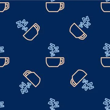 Line Chamomile tea icon isolated seamless pattern on blue background. A useful 스톡 일러스트