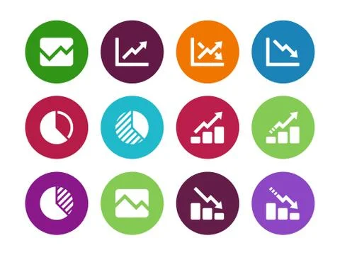 Line chart and Diagram circle icons Stock Illustration