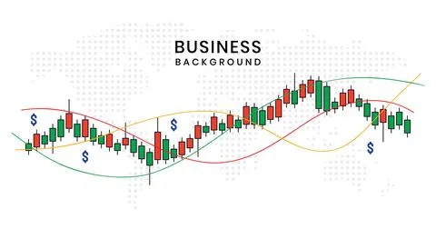Line chart, bar chart, and candlestick chart on a business background Stock Illustration