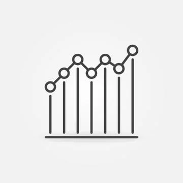 Line Chart with Circles outline vector concept minimal icon Ilustración de archivo