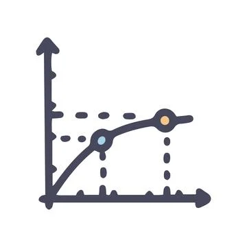 Line chart color vector doodle simple icon Stock Illustration