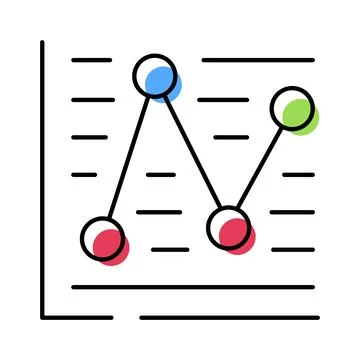 Line chart graphing financial data trend analytics icon Illustrazione stock
