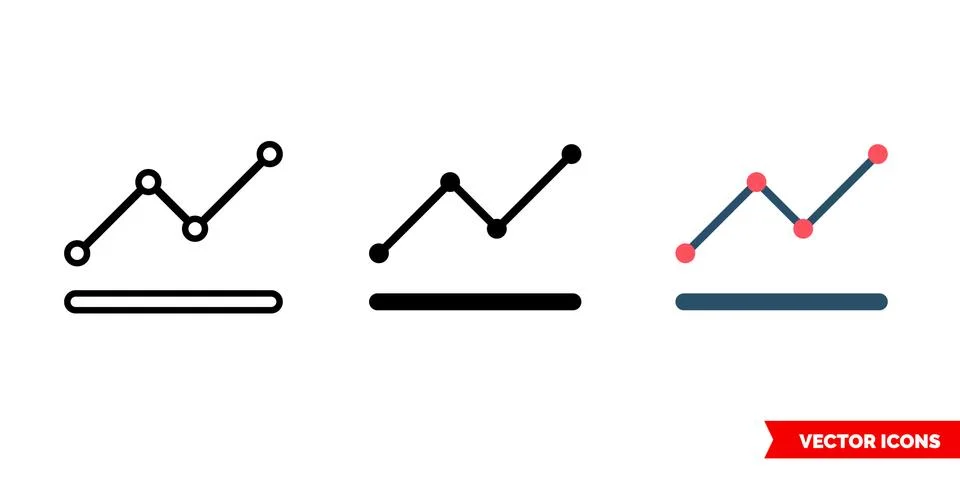 Line chart icon of 3 types. Isolated vector sign symbol. Stock Illustration