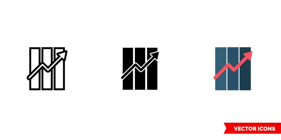 Line chart icon of 3 types. Isolated vector sign symbol. Stock Illustration
