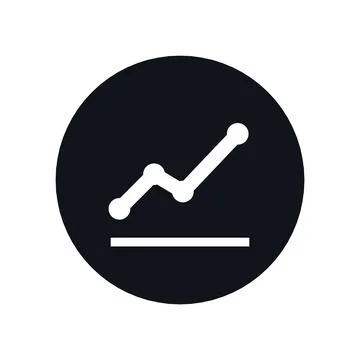 Line Chart Icon Black Circle Button Business Finance Symbol Vector Stock Illustration