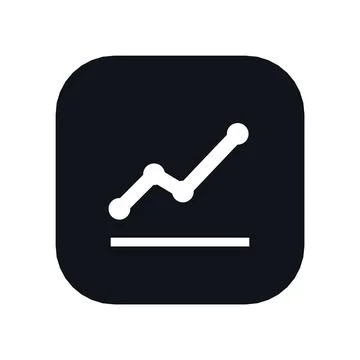 Line Chart Icon Black Rounded Square Button Business Finance Symbol Vector Stock Illustration