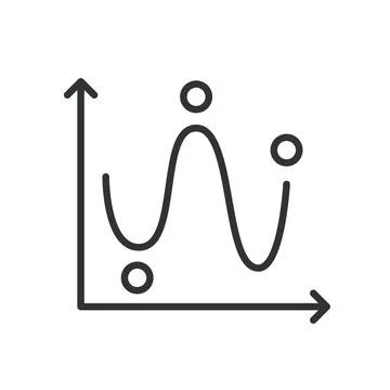 Line chart, icon in line design. Line, chart, data, growth, trend, analytics Illustrazione stock