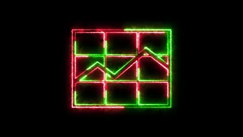 Line chart icon neon fire green red color animation black background Stock Footage 265396883