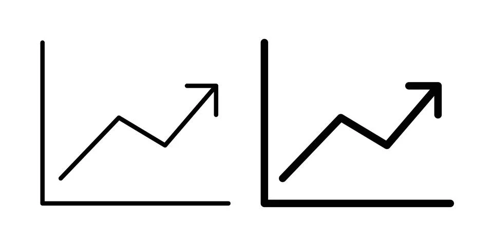 Line chart icon thin line and clipart style vector set Stock Illustration