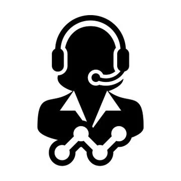 Line chart icon vector female data support customer service person profile Illustrazione stock