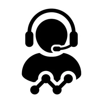 Line chart icon vector male data support customer service person profile avatar Stock Illustration