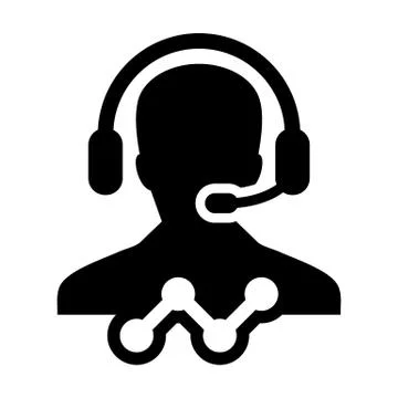 Line chart icon vector male data support customer service person profile avatar Stock Illustration