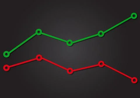 Line chart with points. Positive and negative index. Business concept. Stock Illustration