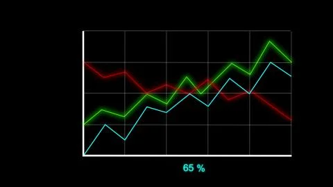 A line chart showing the construction and change of business graphs of blue, red Stock Illustration