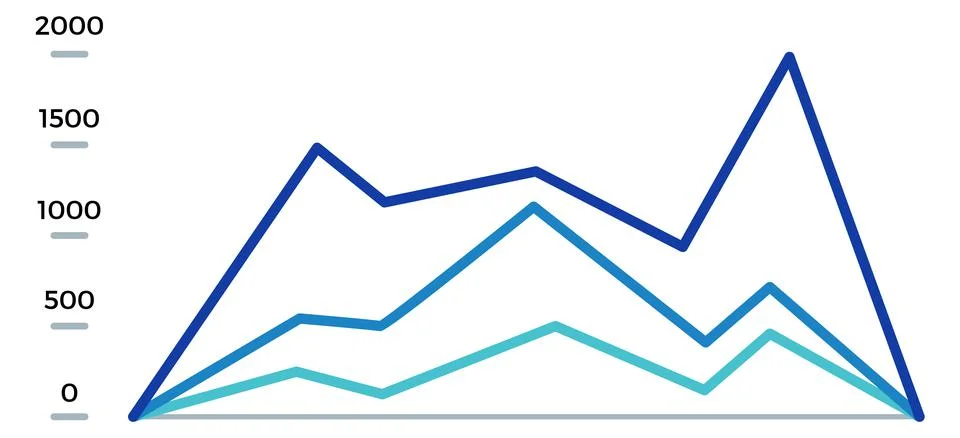 Line chart template. Color data infographic element Stock Illustration