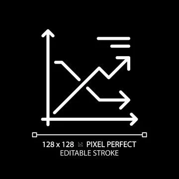 Line chart white linear icon for dark theme Stock Illustration