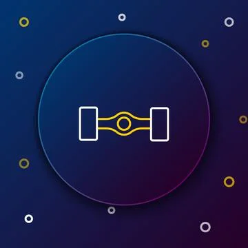 Line Chassis car icon isolated on blue background. Colorful outline concept.. Stock Illustration