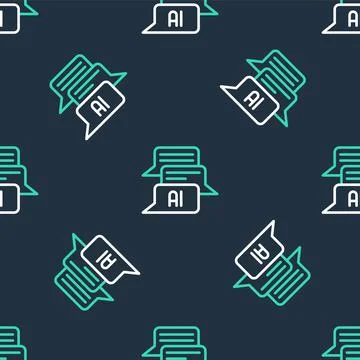 Line Chat bot icon isolated seamless pattern on black background. Chatbot icon Stock Illustration