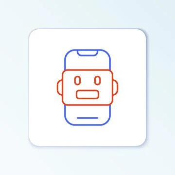 Line Chat bot icon isolated on white background. Chatbot icon. Colorful outline Stock Illustration