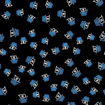 Line Chat bot icon isolated seamless pattern on black background. Chatbot icon Stock Illustration