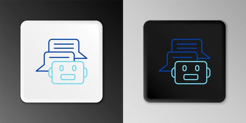 Line Chat bot icon isolated on grey background. Chatbot icon. Colorful outline Stock Illustration