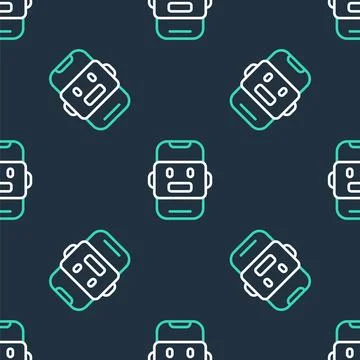 Line Chat bot icon isolated seamless pattern on black background. Chatbot icon Stock Illustration