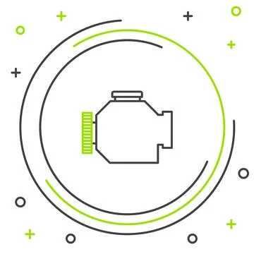 Line Check engine icon isolated on white background. Colorful outline concept Stock Illustration