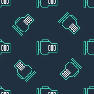 Line Check engine icon isolated seamless pattern on black background.  Vector 스톡 일러스트