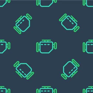 Line Check engine icon isolated seamless pattern on blue background. Vector Illustrazione stock