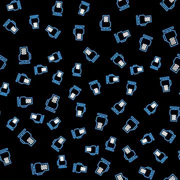 Line Check engine icon isolated seamless pattern on black background. Vector Illustrazione stock