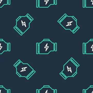 Line Check engine icon isolated seamless pattern on black background. Vector 스톡 일러스트