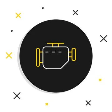 Line Check engine icon isolated on white background. Colorful outline concept Stock Illustration