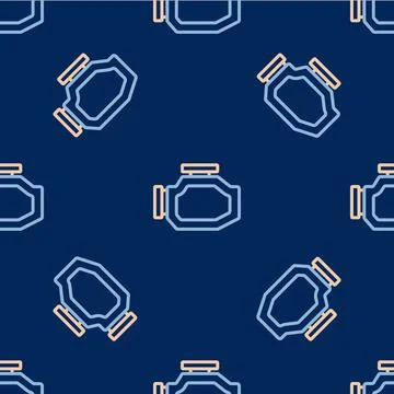 Line Check engine icon isolated seamless pattern on blue background. Vector Illustrazione stock