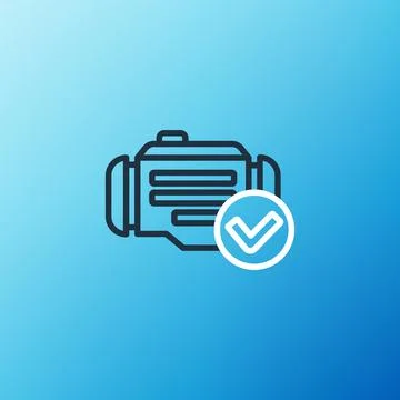 Line Check engine icon isolated on blue background. Colorful outline concept Illustrazione stock