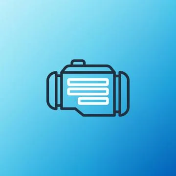 Line Check engine icon isolated on blue background. Colorful outline concept. Illustrazione stock