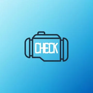 Line Check engine icon isolated on blue background. Colorful outline concept Illustrazione stock