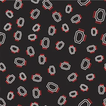 Line Check engine icon isolated seamless pattern on black background. Vector 스톡 일러스트