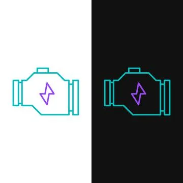 Line Check engine icon isolated on white and black background. Colorful out.. Stock Illustration