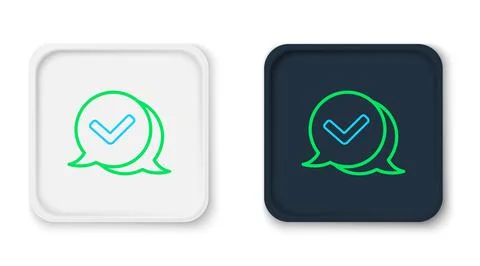 Line Check mark in speech bubble icon isolated on white background. Security Stock Illustration